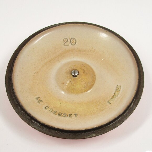 Vintage Le Creuset #20 Cast Iron Enamel Round Lid Only Saucepan Cover - Picture 3 of 4